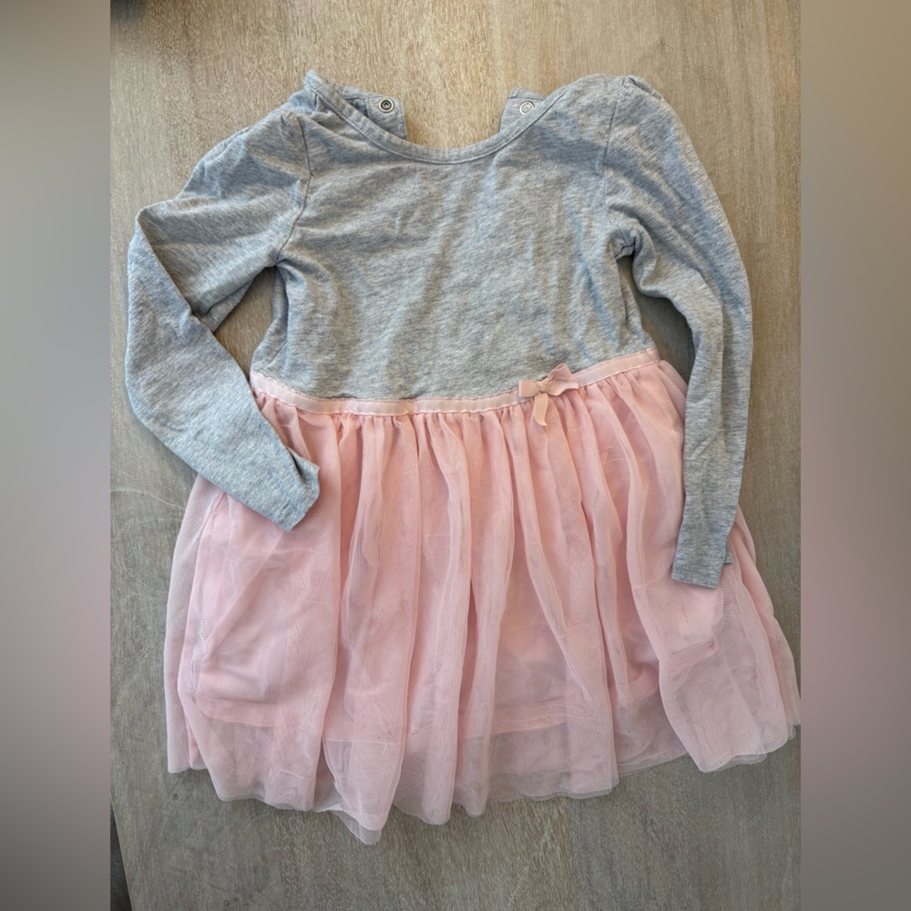 3t Carters Girls Gray and pink long sleeve tulle dress